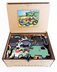 Falixen Drevené puzzle Traktor XL 446 dielikov v darčekovej krabičke