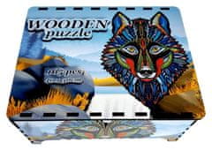 Falixen Drevené puzzle Nočný vlk XL 165 dielikov v darčekovej krabičke