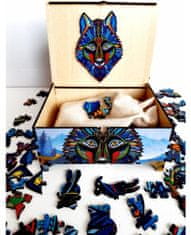Falixen Drevené puzzle Nočný vlk XL 165 dielikov v darčekovej krabičke