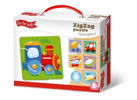 Farfarland ZigZag puzzles - "Doprava". Kreatívne vzdelávacie hračky rozvíjajú pozornosť, pozorovanie a motorické zručnosti.