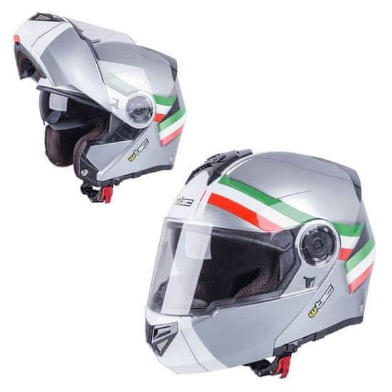 W-TEC Výklopná moto helma W-TEC Vexamo Farba šedá-trikolór, Veľkosť S (55-56)