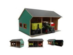 Kids Globe Poľnohospodárska drevená garáž 55,5x75x43,5cm 1:16 pre 3 traktory v krabici