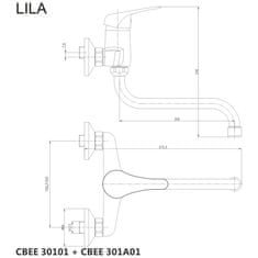 Mereo Lila drezová batéria nástenná 150 mm s ramienkom pr. 18-200 mm M-CBEE30101 - Mereo