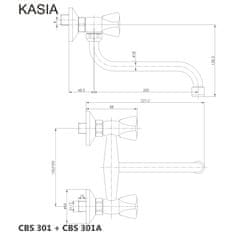 Mereo Kasia drezová batéria nástenná 100 mm, s ramienkom 18 mm - 200 mm M-CBS301A - Mereo