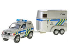 2-Play Policajné auto CZ 13 cm kovové s prívesom + 2 vozíky na batérie v krabici