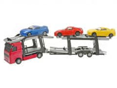 2-Play Dopravný automobilový transportér kovový 26 cm 1:60 + 3 autá v krabici