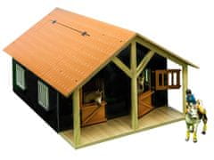 Kids Globe Poľnohospodárska stajňa pre kone s dielňou drevená 51x40,5x27,5 cm 1:24 v krabici