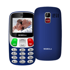 Mobiola MB800 Senior, jednoduchý mobilný telefón pre seniorov, SOS tlačidlo, nabíjací stojan, 2 SIM, výkonná batéria, modrý