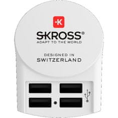 Skross USB nabíjací adaptér 4-Port EU, 4x USB-A, 24W, typ C, DC26