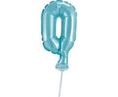 GoDan Fóliový balón na tortu číslo 0 - modrá - 13 cm