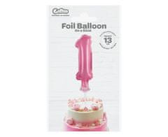 GoDan Fóliový balón na tortu číslo 1 - ružová - 13 cm