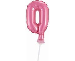 GoDan Fóliový balón na tortu číslo 0 - ružová - 13 cm