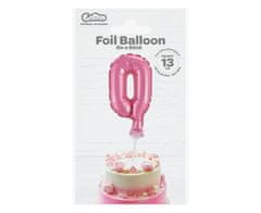 GoDan Fóliový balón na tortu číslo 0 - ružová - 13 cm