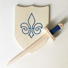 Fraise et Bois Artušov balíček - drevený meč a štít - modrý 