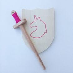 Fraise et Bois Artušov balíček - drevený meč a štít - ružový - jednorožec