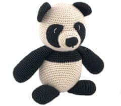 Luna-Leena Kids medvedík panda z udržateľnej organickej bavlny - mäkká hračka - čierna a krémová 