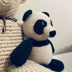 Luna-Leena Kids medvedík panda z udržateľnej organickej bavlny - mäkká hračka - čierna a krémová 