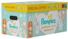 Pampers Darčekový box - Plienky Premium Care Veľkosť 3, 120 Plienok + obrúsky ZADARMO