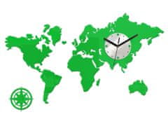 ModernClock 3D nalepovacie hodiny Mapa sveta zelené