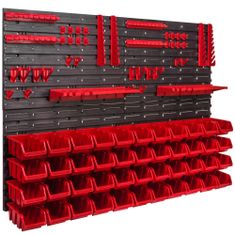 botle Dielenský panel pre nástroje 115 x 78 cm s 44 ks. Krabic zavesené Červené Boxy plastová