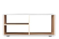 Konsimo Konferenčný stolík AVERO police biely dub 112 x 47 x 60 cm