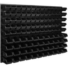 botle Závesný panel na náradie 115 x 78 cm s 114 ks. Krabic nástenné Čierne Boxy Skladovací systém