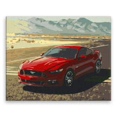 Malujsi Maľovanie podľa čísel - Červený Mustang - 50x40 cm, bez dreveného rámu