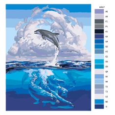 Malujsi Maľovanie podľa čísel - Šťastné delfíny - 80x100 cm, plátno vypnuté na rám