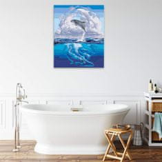 Malujsi Maľovanie podľa čísel - Šťastné delfíny - 80x100 cm, plátno vypnuté na rám