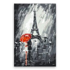 Malujsi Maľovanie podľa čísel - V daždi pod Eiffelovou vežou - 80x120 cm, bez dreveného rámu