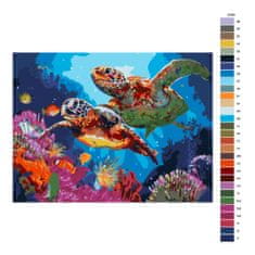 Malujsi Maľovanie podľa čísel - Morské korytnačky - 40x30 cm, plátno vypnuté na rám
