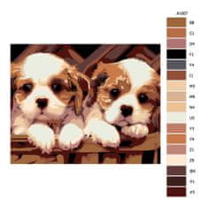 Malujsi Maľovanie podľa čísel - Dve šteniatka - 50x40 cm, bez dreveného rámu