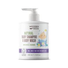WoodenSpoon Detský sprchový gél a šampón na vlasy 2v1 s bylinkami WoodenSpoon 300 ml