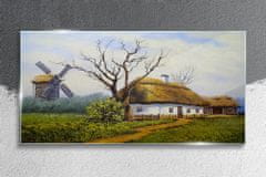 COLORAY.SK Skleneny obraz Maľovanie krajiny chata młyn 100x50 cm