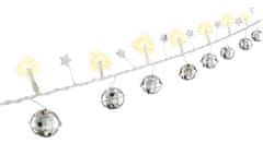 Goobay svetelná reťaz ''Zvončeky'' s 10x LED, strieborná-transparentná ,0.4 m, s časovačom, teplá biela; 57949