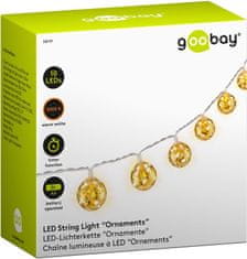 Goobay svetelná reťaz ''Ornamemnty'' s 10x LED, zlatá-transparentná, 0.4 m, s časovačom, teplá biela; 58119