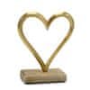 Srdce zlaté kovové na drevenom podstavci Veľkosť: Malé