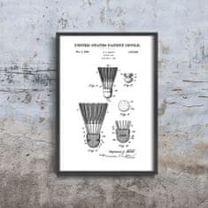 Vintage Posteria Plagát Plagát Patent na badmintonový loptičku A3 - 29,7x42 cm