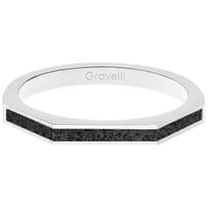 Gravelli Oceľový prsteň s betónom Three Side oceľová / antracitová GJRWSSA123 (Obvod 53 mm)