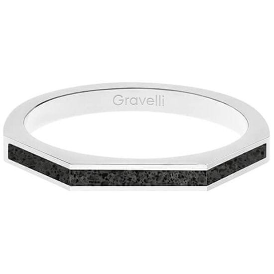 Gravelli Oceľový prsteň s betónom Three Side oceľová / antracitová GJRWSSA123