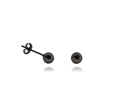 MINET Čierne ródiované strieborné náušnice BALLS 5 mm