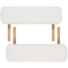Vidaxl Krémovo biely skladací masážny stôl, 3 zóny, drevený rám