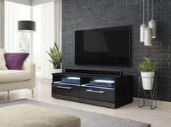 VIVALDI TV stolík Bonn s LED osvetlením 100 cm čierny mat/čierny lesk