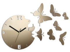 ModernClock 3D nalepovacie hodiny Butterfly metallic tortora