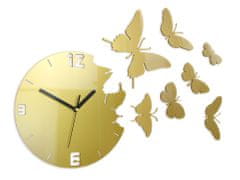 ModernClock 3D nalepovacie hodiny Butterfly zlaté