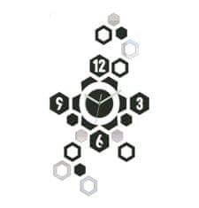 ModernClock 3D nalepovacie hodiny Hexagon wenge
