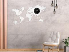 ModernClock 3D nalepovacie hodiny Mapa sveta biele