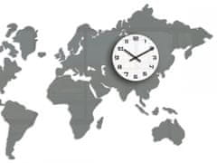 ModernClock 3D nalepovacie hodiny Mapa sveta sivé