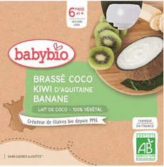 Babybio desiata s kokosovým mliekom - kivi a banán 4x85 g