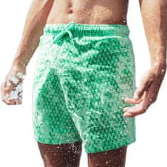SwimShorts Plavky meniace farbu - Zelené trojuholníky, XL